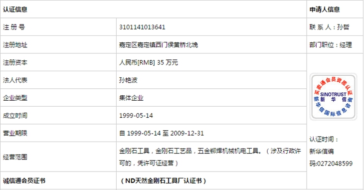 公司資質(zhì)認證證書